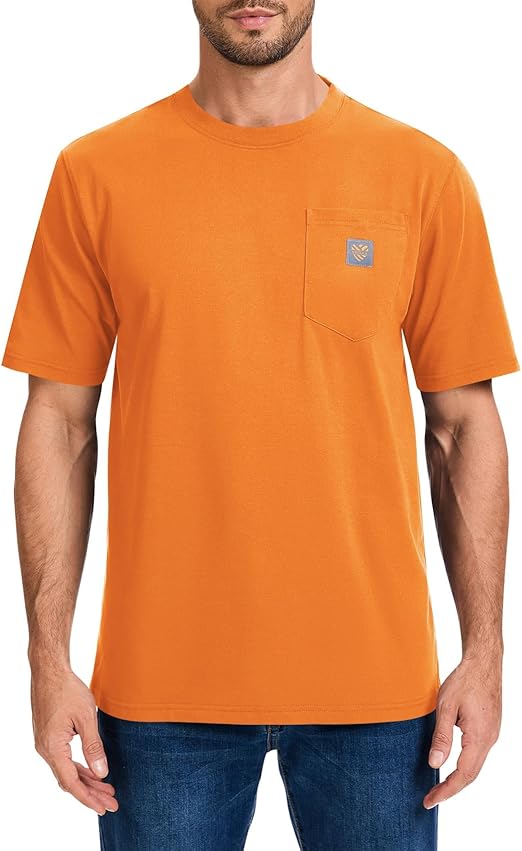 Men's Loose Fit Heavyweight Short-Sleeve Pocket Work T-Shirt (Regular&Tall)